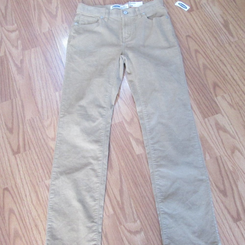 NWT Old Navy Karate Slim size 14 tan fine corduroy pants Childrens